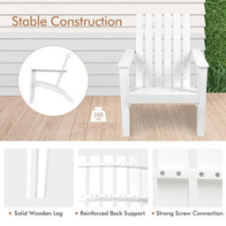 Costway Solid Acacia Wood Adirondack Chair Outdoor Patio Chair Lawn Chair - thumbnail 6