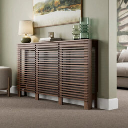 Radiator Cover Walnut Modern Horizontal Slat Shelves Mdf Cabinet Shelf Large - thumbnail 5