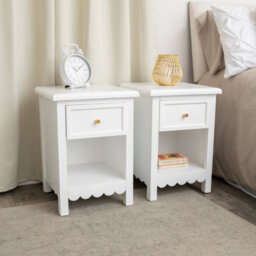 Melody Maison Pair Of One Drawer Scalloped Bedside Tables - Staunton White Range - thumbnail 2