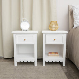 Melody Maison Pair Of One Drawer Scalloped Bedside Tables - Staunton White Range - thumbnail 7