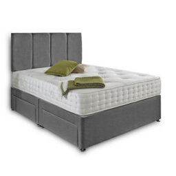 Dining Tables Zanzibar Headboard Divan Set , 2 Drawer On Same Side With Sprung 1500 Comfort Mattress - Damask Fabric Grey - Double - thumbnail 4