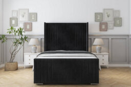 "Sloomy Camden Black Naples Bed Frame With Mattress With 50""  Upholstered Wingback Headboard 5' King" - thumbnail 1