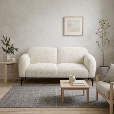 Wyld Haus Samba 2-Seater White Boucle Sofa With Matte Black Metal Legs - image 1