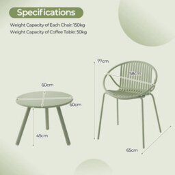 3 Pieces Bistro Set All Weather Pp Patio Conversation Set - thumbnail 2