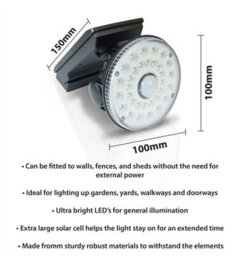 St Helens Home & Garden Solar Led Pir Motion Sensor Security Wall Flood Light Outdoor Garden Adjustable - thumbnail 2