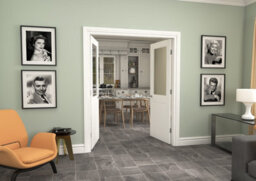 Green & Taylor Cottage Deluxe White Clear Glass Internal French Door Set - 1580 X 2021 X 133mm - thumbnail 2