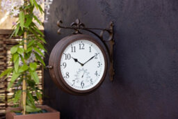 Primrose Outdoor Garden Station Clock With Thermometer Antique Bronze Double Sided 41Cm - thumbnail 3