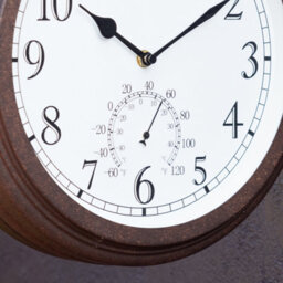 Primrose Outdoor Garden Station Clock With Thermometer Antique Bronze Double Sided 41Cm - thumbnail 6