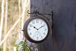 Primrose Outdoor Garden Station Clock With Thermometer Antique Bronze Double Sided 41Cm - thumbnail 5