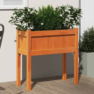 Berkfield Garden Planter With Legs Wax Brown 70X31X70 Cm Solid Wood Pine - image 1