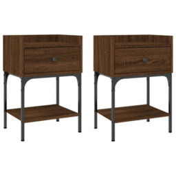 Berkfield Elegant Bedside Tables 2 Pcs Brown Oak 40.5X31X60 Cm Engineered Wood - thumbnail 1