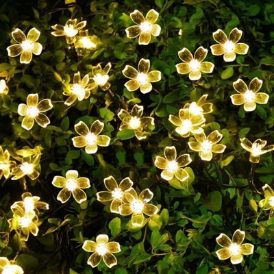 Warm White Solar Flower String Lights Outdoor Garden Waterproof Led Garland - image 1