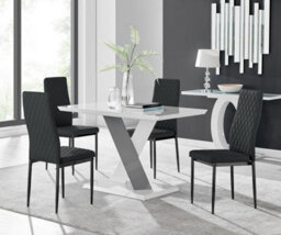 Furniturebox Uk Monza 4 White/grey Dining Table & 4 Black Milan Black Leg Chairs - thumbnail 1