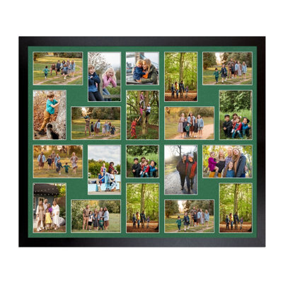 AK Frames 80X70Cm Matte Black Modern Multi Photo Frame With Emerald Mount - Holds 20 Apertures (18X) 6X4, (2X) 4X4 Photos - image 1