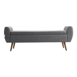 Living And Home Grey Linen Upholstered Storage Ottoman Bench Bed End Bench With Wood Legs W 1510 X D 470 X H 550 mm - thumbnail 3
