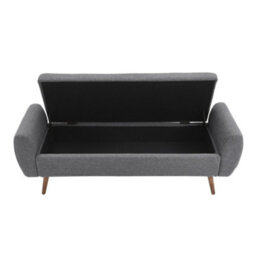 Living And Home Grey Linen Upholstered Storage Ottoman Bench Bed End Bench With Wood Legs W 1510 X D 470 X H 550 mm - thumbnail 5