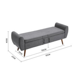 Living And Home Grey Linen Upholstered Storage Ottoman Bench Bed End Bench With Wood Legs W 1510 X D 470 X H 550 mm - thumbnail 7