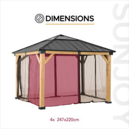 Replacement Mosquito Net For Sunjoy Cedar Wood Gazebo - 273Cm X 273Cm, Khaki - thumbnail 6