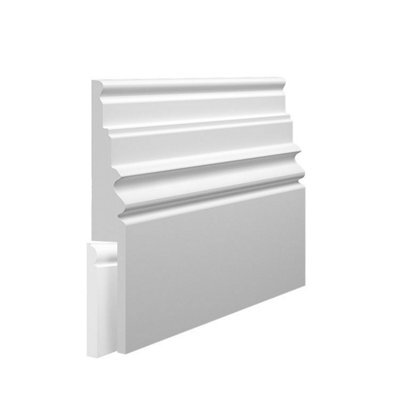 Skirting World Monarch 2 Mdf Skirting Board Cover - 250mm X 25mm X 4200mm, Primed (Pack Of 2)