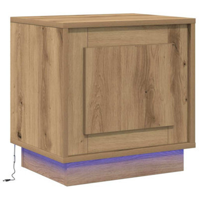 Berkfield Modern Bedside Cabinet With Led Lights Artisan Oak 44X34,5X45 Cm - image 1