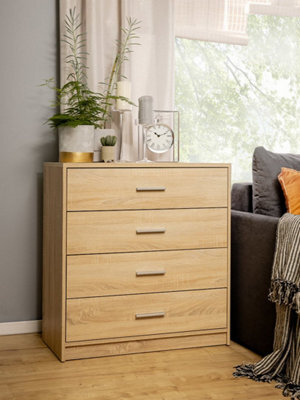 Arte Nepo Plus Oak Sonoma 80Cm Chest Of Drawers - Natural Wood-Effect 4-Drawer Storage Cabinet - image 1