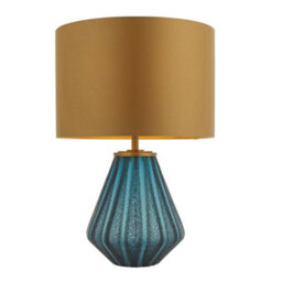 Luminosa Lighting Luminosa Courmayeur Table Lamp Turquoise Tinted Glass & Gold Satin Fabric