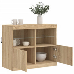 Berkfield Sideboard With Led Lights Sonoma Oak 81X37X67 Cm - thumbnail 5