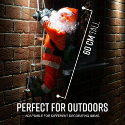Globrite Hanging Santa Climbing Rope Ladder - 60 Cm - Large Outdoor Christmas Decoration For Garden Tree Wall & Fence Display - thumbnail 4