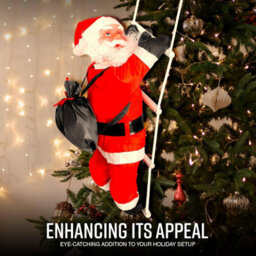 Globrite Hanging Santa Climbing Rope Ladder - 60 Cm - Large Outdoor Christmas Decoration For Garden Tree Wall & Fence Display - thumbnail 3