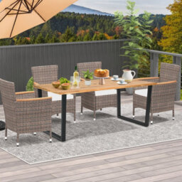 Costway Patio Rectangle Dining Table 175 X 80Cm Acacia Wood Table-Natural - thumbnail 6