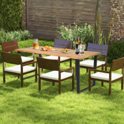 Costway Patio Rectangle Dining Table 175 X 80Cm Acacia Wood Table-Natural - thumbnail 8