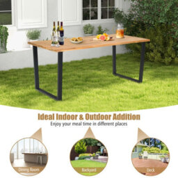 Costway Patio Rectangle Dining Table 175 X 80Cm Acacia Wood Table-Natural - thumbnail 3