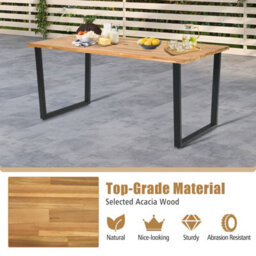 Costway Patio Rectangle Dining Table 175 X 80Cm Acacia Wood Table-Natural - thumbnail 5