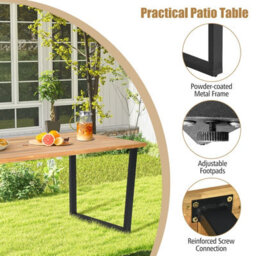 Costway Patio Rectangle Dining Table 175 X 80Cm Acacia Wood Table-Natural - thumbnail 4