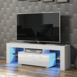 Tv Unit 130Cm Sideboard Cabinet Cupboard Tv Stand Living Room High Gloss Doors - White - thumbnail 1