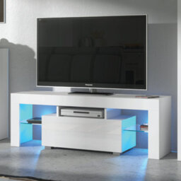 Tv Unit 130Cm Sideboard Cabinet Cupboard Tv Stand Living Room High Gloss Doors - White - thumbnail 4
