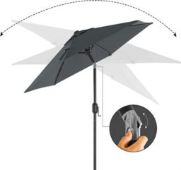 Songmics Garden Parasol Umbrella 2 M, Sunshade With Metal Pole And Ribs, Tiltable, Base Not Included, For Outdoor Terrace Balcony, Grey - thumbnail 5