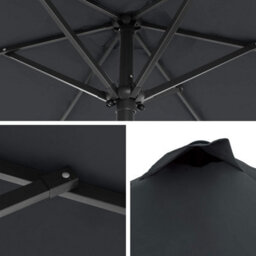 Songmics Garden Parasol Umbrella 2 M, Sunshade With Metal Pole And Ribs, Tiltable, Base Not Included, For Outdoor Terrace Balcony, Grey - thumbnail 7
