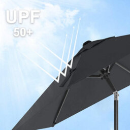 Songmics Garden Parasol Umbrella 2 M, Sunshade With Metal Pole And Ribs, Tiltable, Base Not Included, For Outdoor Terrace Balcony, Grey - thumbnail 4