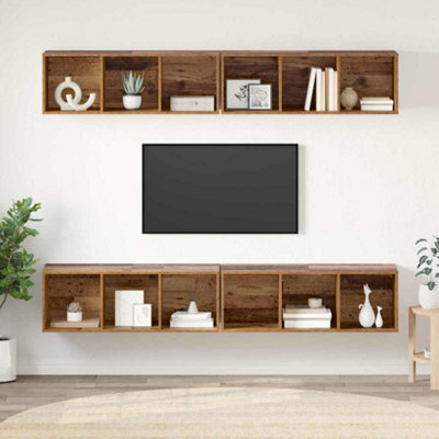 Berkfield Wall Tv Cabinet Wall-Mounted 4 Pcs Old Wood - image 1