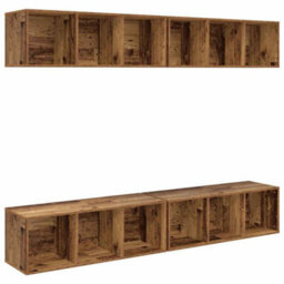 Berkfield Wall Tv Cabinet Wall-Mounted 4 Pcs Old Wood - thumbnail 2
