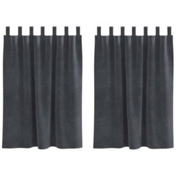 Berkfield Modern Blackout Curtains With Hanging Loops 2 Pcs Light Grey Velvet - thumbnail 1