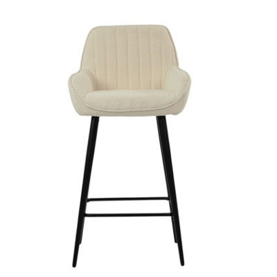 Lakeland Furniture Hamilton Cream Boucle Black Fixed Leg Base Bar Stool
