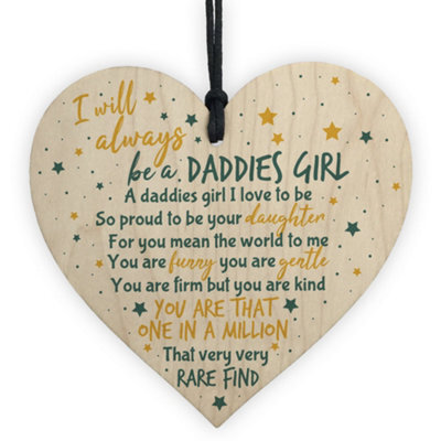 Red Ocean Daddy's Girl Wooden Heart Plaque Fathers Day Dad Daddy Gift For Him Daughter Son Thank You Sign - image 1
