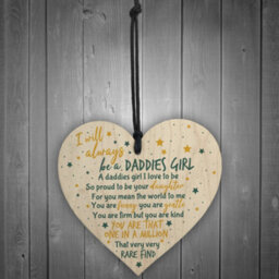 Red Ocean Daddy's Girl Wooden Heart Plaque Fathers Day Dad Daddy Gift For Him Daughter Son Thank You Sign - thumbnail 2