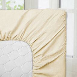 Ameha Plain Fitted Sheet 25Cm Deep Pocket- Breathable Wrinkle Resistant Microfiber Bed Sheet Easy Care Cream King (152X200Cm) - thumbnail 5