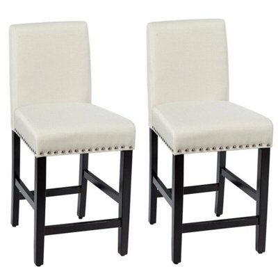 Set Of 2 Bar Stools Counter Height Chair Padded - image 1