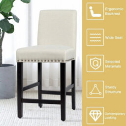 Set Of 2 Bar Stools Counter Height Chair Padded - thumbnail 4