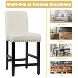 Set Of 2 Bar Stools Counter Height Chair Padded - thumbnail 5