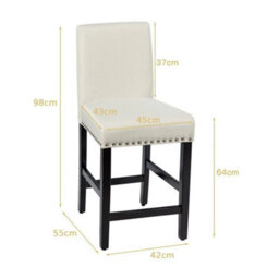Set Of 2 Bar Stools Counter Height Chair Padded - thumbnail 2